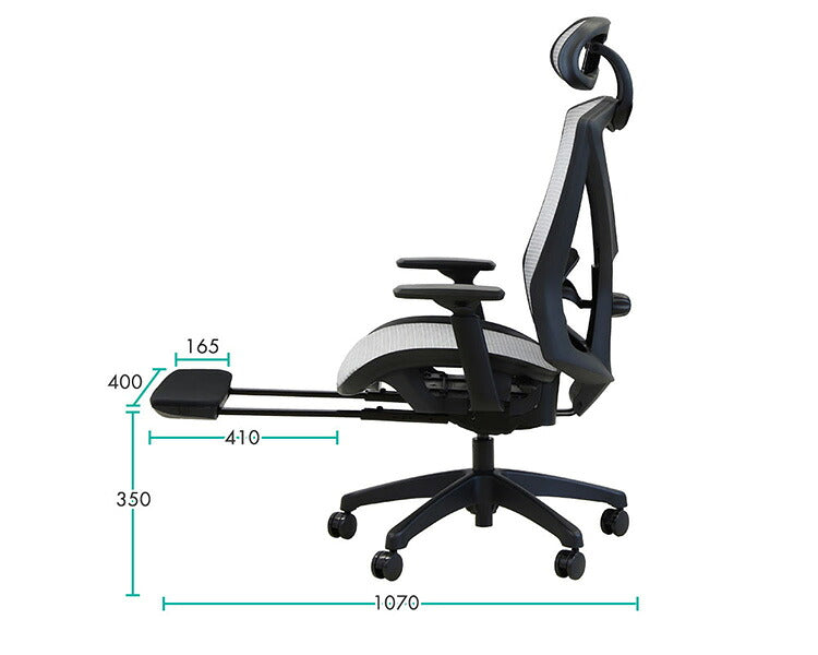 フットレスト付き オフィスチェア エラストマーメッシュ採用 ヘッドレスト付き ベーシックモデル リクライニング デスクチェア パソコンチェア ロッキング(代引不可)