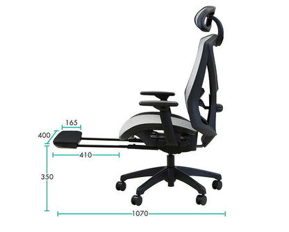 フットレスト付き オフィスチェア エラストマーメッシュ採用 ヘッドレスト付き ベーシックモデル リクライニング デスクチェア パソコンチェア ロッキング(代引不可)