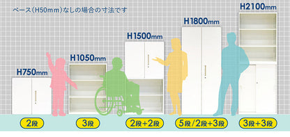両開き書庫 2段 キャビネット 高さ75cm 鍵付き シリンダー錠 オフィス収納 システム収納庫 本棚 書棚 スチール A4 ホワイト ブラック 棚(代引不可)