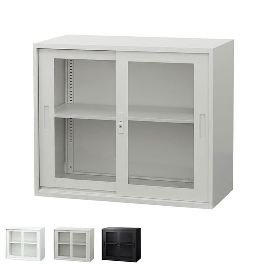 引戸書庫 2段 スチール書庫 引違い書庫 キャビネット オフィス収納 システム収納庫 本棚 アクリル A4 ホワイト ブラック 棚 連結 EA-8840-2HA 収納 オフィス 書類(代引不可)