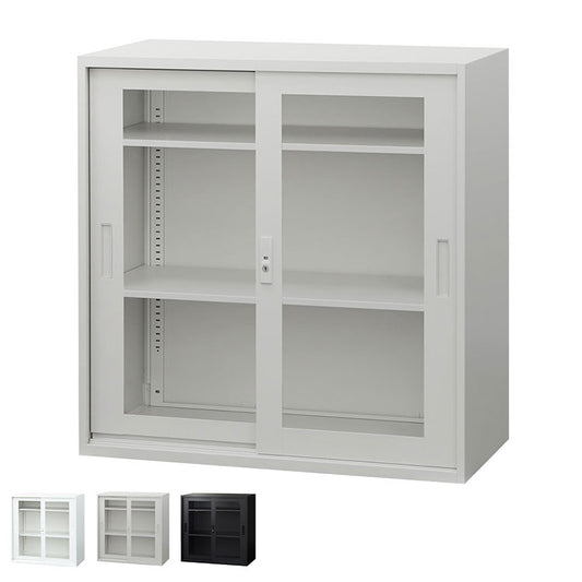 引戸書庫 3段 スチール書庫 引違い書庫 キャビネット オフィス収納 システム収納庫 本棚 アクリル A4 ホワイト ブラック 棚 連結 EA-8840-3HA 収納 オフィス 書類(代引不可)