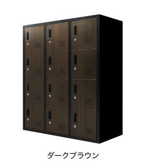 12人用ロッカー 3列4段 木目 システム収納庫 備品ロッカー スチール書庫 木目扉 収納 シューズロッカー 幅900×奥行400×高さ1050mm FH-12-C 書類庫 オフィス収納 大容量(代引不可)
