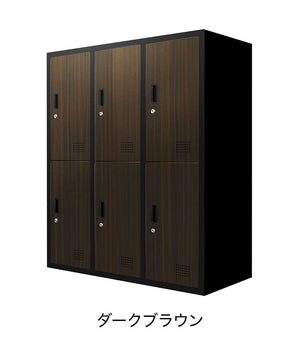 6人用ロッカー 3列2段 木目 システム収納庫 備品ロッカー スチール書庫 木目扉 収納 シューズロッカー 幅900×奥行400×高さ1050mm FH-6-C 書類庫 オフィス収納 大容量(代引不可)