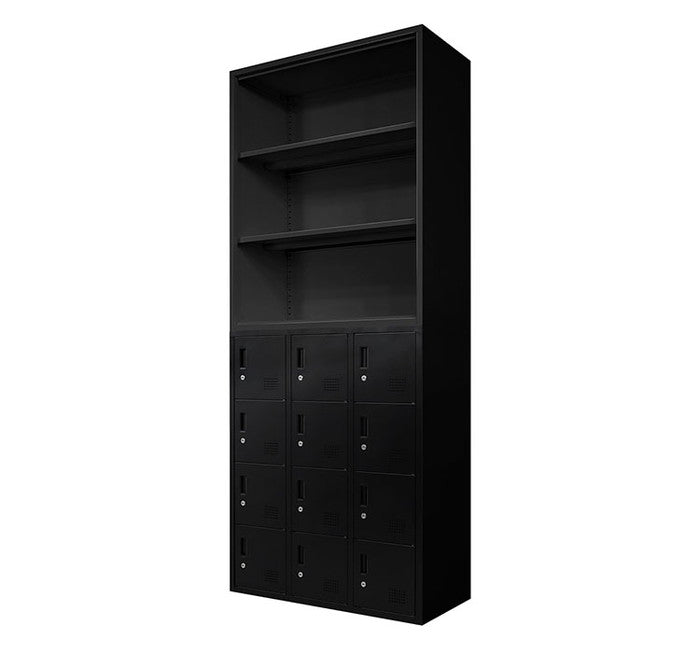 オープン書庫 ロッカー 12人用 2台セット 同色セット それぞれ1台ずつ 組み立て品 オープンラック システム収納庫 スチール書庫 キャビネット かぎ付き 更衣ロッカー スチールロッカー(代引不可)