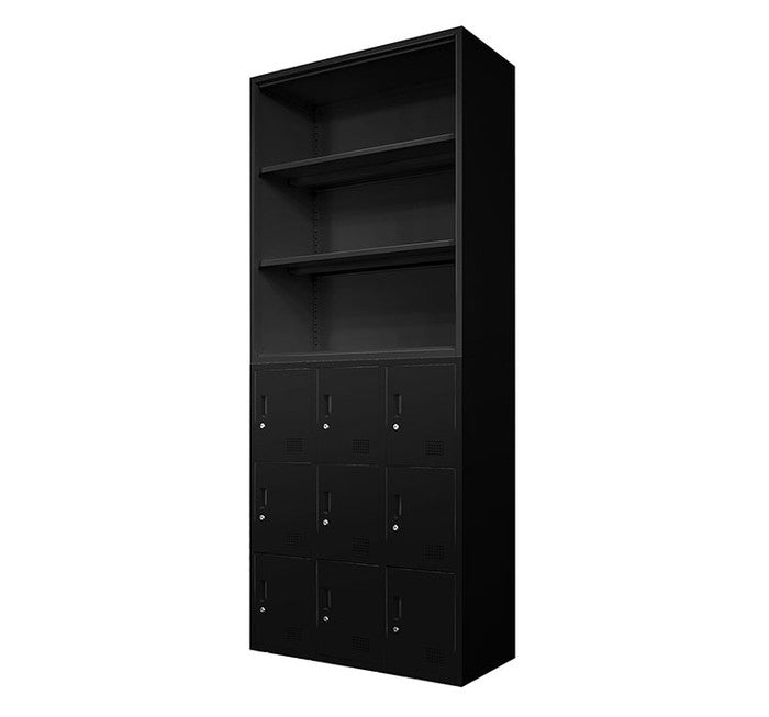 オープン書庫 ロッカー 9人用 2台セット 同色セット それぞれ1台ずつ 組み立て品 オープンラック システム収納庫 スチール書庫 キャビネット かぎ付き 更衣ロッカー スチールロッカー(代引不可)