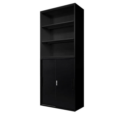 オープン書庫 引戸書庫 2台セット 同色セット それぞれ1台ずつ 組み立て品 幅90cm 2.6cmピッチで可動棚 オープンラック システム収納庫 スチール書庫 キャビネット 事務所 本棚 シェルフ 収納(代引不可)