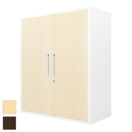 両開き書庫 木目 システム収納庫 スチール書庫 キャビネット 木目扉 おしゃれ オフィス 収納 シェルフ A4 幅900×奥行400×高さ1050mm FH-R-C 書類庫 オフィス収納 大容量(代引不可)