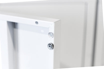 両開き書庫 組み立て品 幅90cm 2.6cmピッチで可動棚 鍵付きラック システム収納庫 スチール書庫 キャビネット 事務所 本棚 シェルフ 収納(代引不可)