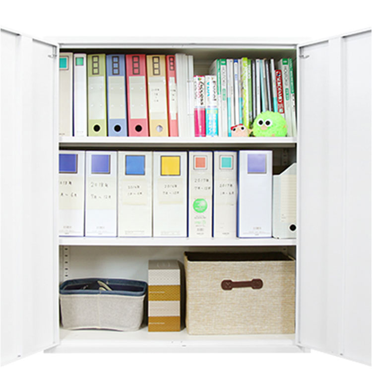 両開き書庫 システム収納庫 スチール書庫 ダイヤル錠 キャビネット オフィス 収納 本棚 シェルフ A4 幅900×奥行400×高さ1050mm FACILE FHD-R 書類収納 収納庫 ロッカー(代引不可)