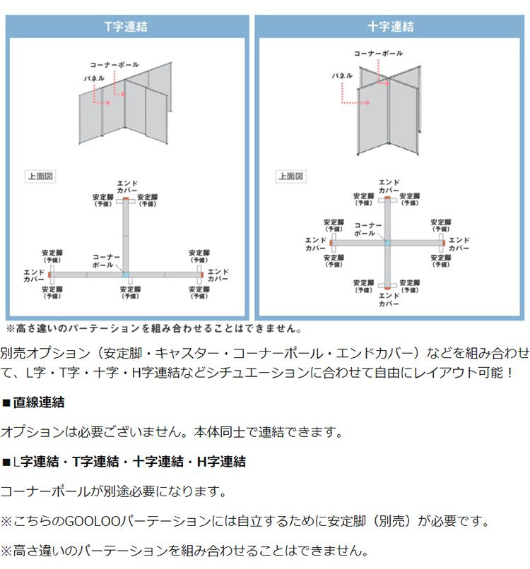 パーテーション専用 コーナーポール 高さ160cm(代引不可)