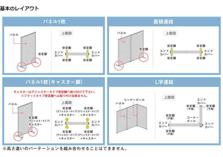 パーテーション専用 両面安定脚アジャスタータイプ(代引不可)