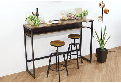 スタンディングデスク ハイデスク 棚板付き 幅1500×奥行450×高さ1050mm 立ち机 コンセント オフィスデスク ハイカウンター おしゃれ HD-1545 デスクワーク オフィス コワーキング(代引不可)