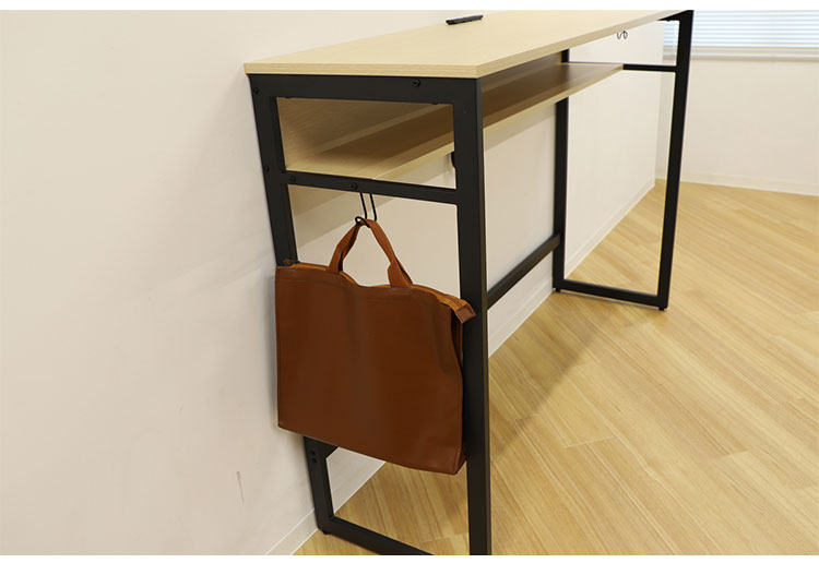 スタンディングデスク ハイデスク 棚板付き 幅1500×奥行450×高さ1050mm 立ち机 コンセント オフィスデスク ハイカウンター おしゃれ HD-1545 デスクワーク オフィス コワーキング(代引不可)