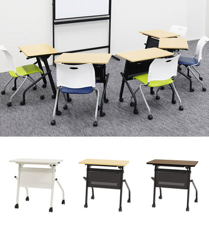 【5%OFF】会議用テーブル 幕板付き 幅700×奥行450mm 平行スタッキング ソフトエッジ巻 ワークデスク フォールディングテーブル 作業台 木目 HST-7045M 机(代引不可)