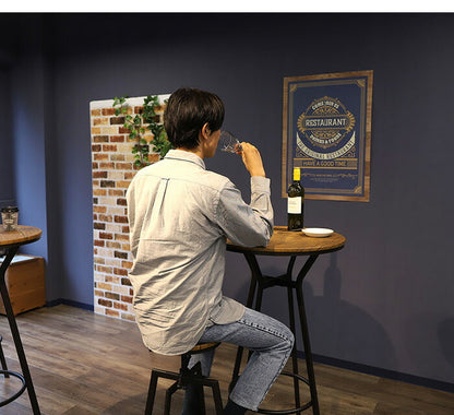 バーテーブル ハイテーブル 直径60cm ラウンドテーブル カフェテーブル カウンターテーブル アイアン ヴィンテージ(代引不可)