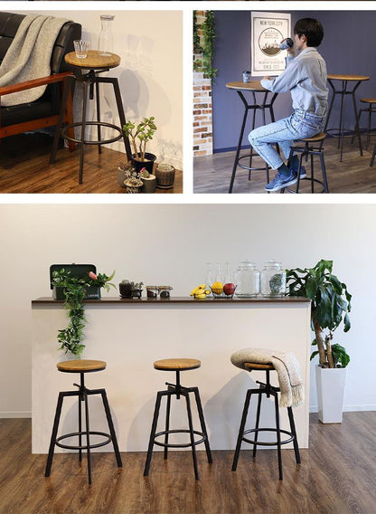 バーテーブル ハイテーブル 直径60cm ラウンドテーブル カフェテーブル カウンターテーブル アイアン ヴィンテージ(代引不可)