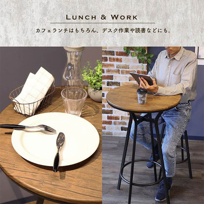 バーテーブル ハイテーブル 直径60cm ラウンドテーブル カフェテーブル カウンターテーブル アイアン ヴィンテージ(代引不可)