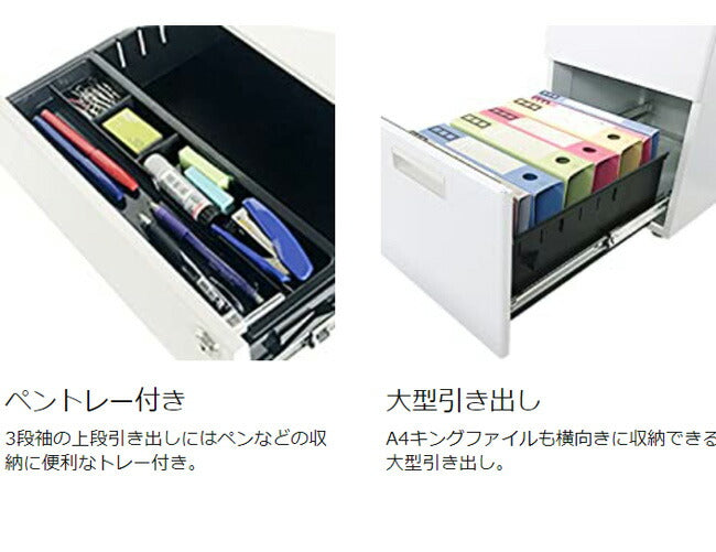 完成品 スチールワゴン 3段 サイドワゴン スチール製 キャスター付き 脇机 サイドデスク 収納 収納 引き出し オフィスワゴン デスクワゴン キャビネット チェスト 収納(代引不可)
