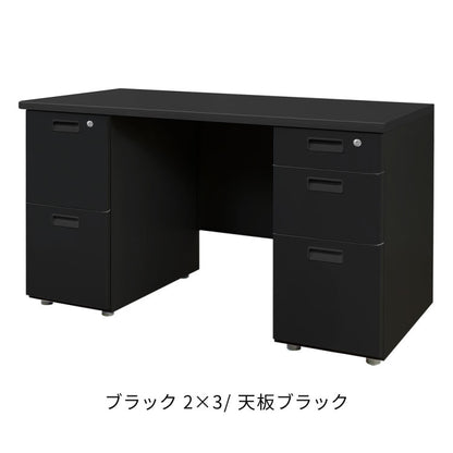 オフィスデスク 両袖机 本体ブラック 袖箱 無地 スリム 幅1200×奥行600mm ワークデスク パソコンデスク 事務机 作業机 机 シンプル LRD-126B オフィスワーク デスク(代引不可)