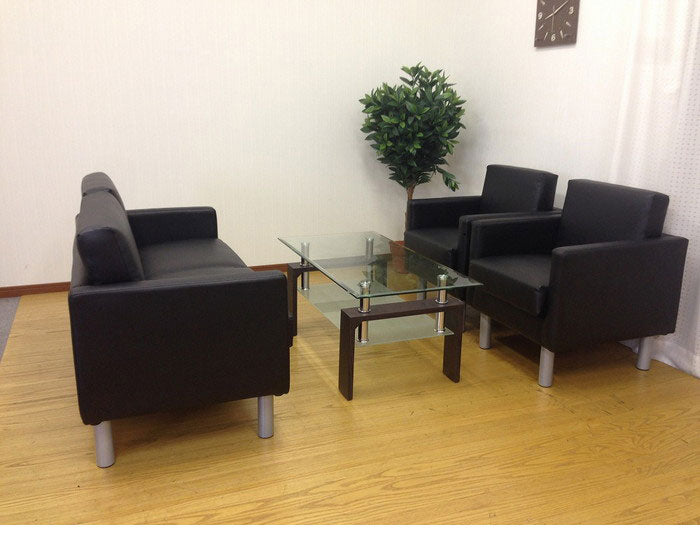 応接ソファセット 4人用 シャルマン 3点セット 1人掛けソファ×2台 2人掛けソファ×1台 応接用ソファ ロビーチェア 待合室 椅子 業務用 おしゃれ 銀行 オフィス家具(代引不可)