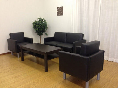 応接ソファセット 4人用 シャルマン 4点セット 1人掛けソファ×2台 2人掛けソファ×1台 センターテーブル 応接用ソファ ロビーチェア 待合室 椅子 業務用 おしゃれ 銀行 オフィス家具(代引不可)