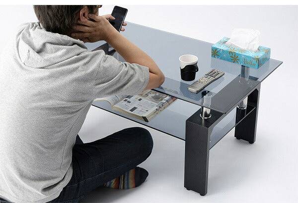 ガラスセンターテーブル センターテーブル 幅90×奥行き50cm ガラステーブル リビングテーブル 角型 ローテーブル(代引不可)