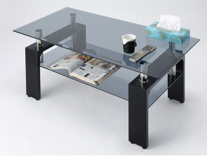 ガラスセンターテーブル クリアブラック センターテーブル 幅90×奥行き50cm ガラステーブル リビングテーブル 角型 ローテーブル(代引不可)