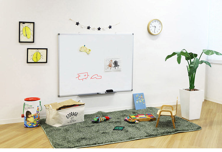 ホワイトボード 壁掛け 120×90cm 国産ホーロー使用 縦横両用 マーカー付き トレイ付き オフィス家具 ホーロー 無地 掲示板 吊り金具(代引不可)