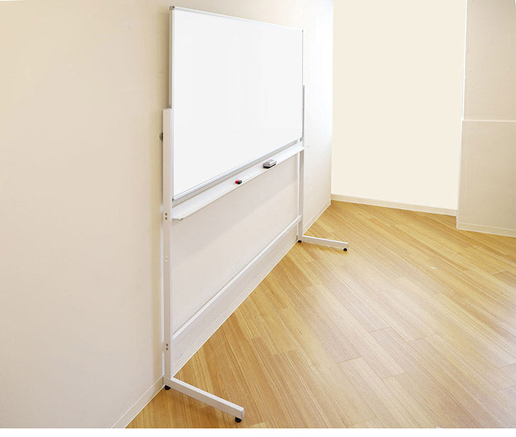 ホワイトボード 脚付き 120×90cm 両面タイプ 国産ホーロー使用 高さ2段階調整 マーカー・イレーザー付き オフィス家具 ホーロー 無地 横型(代引不可)