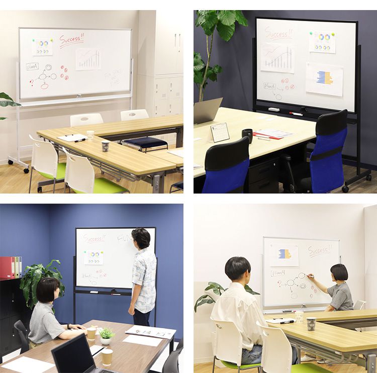 ホワイトボード 脚付 両面 ホーロータイプ 幅128cm 120×90 スチール マーカー 粉受 イレーサー付き キャスター付き マグネット対応(代引不可)