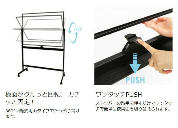 ホワイトボード 脚付 両面 ホーロータイプ 幅128cm 120×90 スチール マーカー 粉受 イレーサー付き キャスター付き マグネット対応(代引不可)