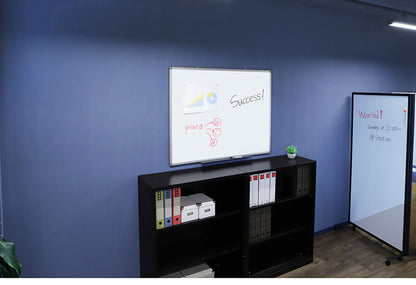 ホワイトボード 壁掛け 120×90cm 縦横両用 マーカー付き トレイ付き オフィス家具 スチール 無地 掲示板 吊り金具(代引不可)