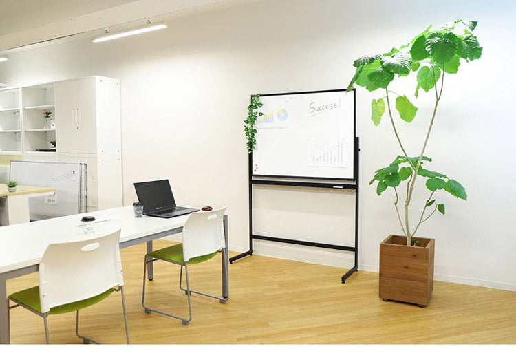 ホワイトボード 脚付き 120×90cm 両面タイプ 高さ2段階調整 マーカー・イレーザー付き オフィス家具 スチール 無地 横型(代引不可)