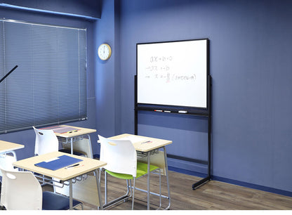 ホワイトボード 脚付き 120×90cm 両面タイプ 高さ2段階調整 マーカー・イレーザー付き オフィス家具 スチール 無地 横型(代引不可)