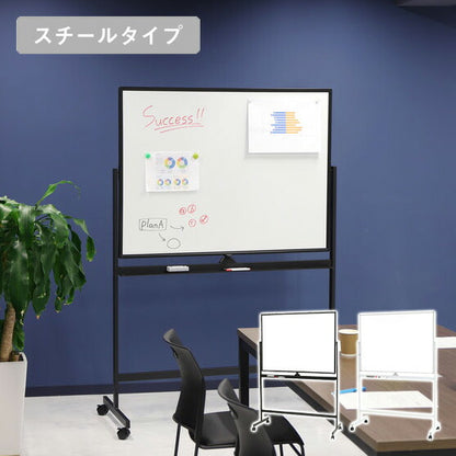ホワイトボード 脚付 両面タイプ 幅128cm 120×90 スチール マーカー 粉受 イレーサー付き キャスター付き マグネット対応(代引不可)