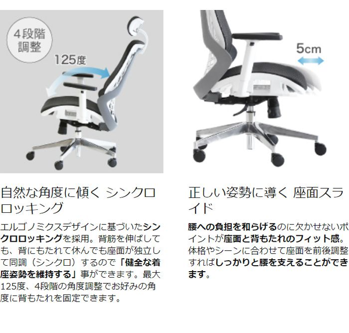 オフィスチェア フルメッシュチェア エラストマーメッシュ採用 肘・ヘッドレスト付きタイプ リクライニング デスクチェア パソコンチェア ロッキング(代引不可)