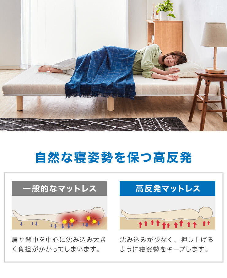脚付きマットレス シングル ウレタンマットレス 幅97cm 奥行195cm 高さ32cm 高反発 一人暮らし シンプル ベッド 寝具 一体型 マットレス 脚付きマット 洗えるカバー ウレタン 8cm 200N