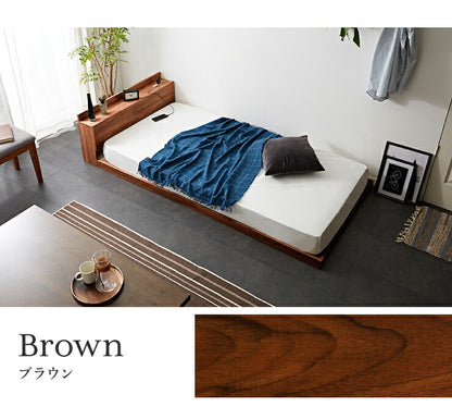 マットレスセット ダブル コンセント付き フロアベッド ボンネルコイルマットレス ベッドセット 圧縮ロールマットレス(代引不可)