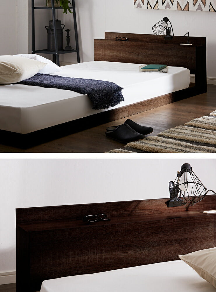 マットレスセット ダブル コンセント付き フロアベッド ボンネルコイルマットレス ベッドセット 圧縮ロールマットレス(代引不可)