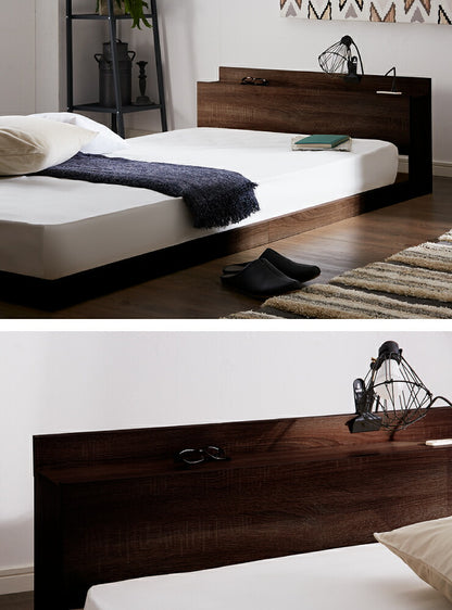 マットレスセット シングル コンセント付き フロアベッド ボンネルコイルマットレス ベッドセット 圧縮ロールマットレス(代引不可)