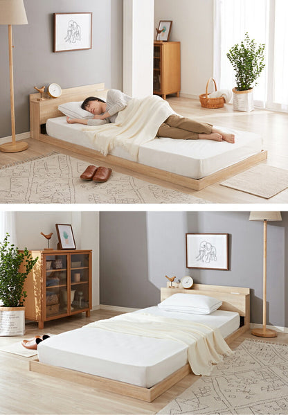 マットレスセット セミダブル コンセント付き フロアベッド ボンネルコイルマットレス ベッドセット 圧縮ロールマットレス(代引不可)