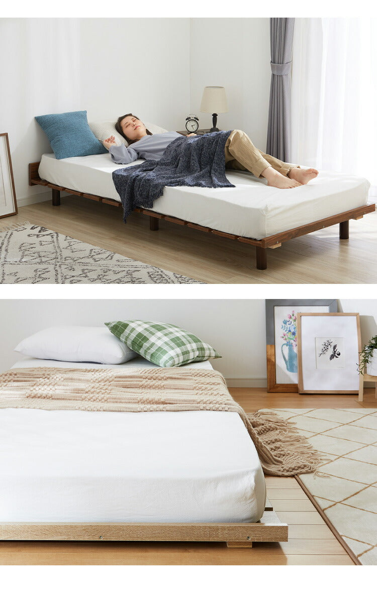 【セット販売】 フロアベッド すのこベッド ボンネルコイルマットレス付き シングル 高さ調整 フロアーベッド ボンネルコイル ボンネルマットレス シングルベッド ベッドフレーム(代引不可)