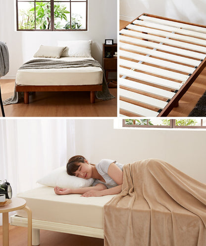 すのこベッド セミダブル ポケットコイルロールマットレス付 北欧 木製 ベット ヘッドレスすのこベッド ワンルーム
