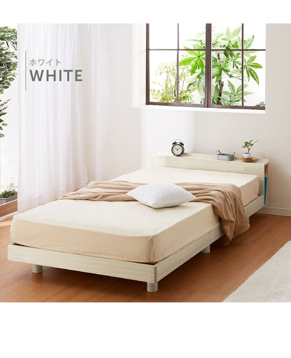 宮付きすのこベッド コンセント付き ポケットコイルマットレスセット ダブル 棚付き 宮付き すのこベッド 北欧 ベット 木製