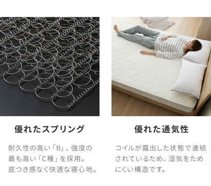 マットレスセット セミダブル すのこベッド ボンネルコイルマットレス ベッドセット 圧縮ロールマットレス ベッドフレーム(代引不可)