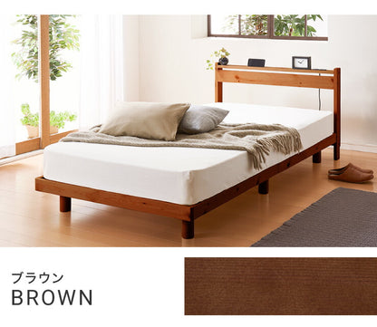 マットレスセット ダブル スマホスタンド・コンセント付き すのこベッド ボンネルコイルマットレス ベッドセット(代引不可)