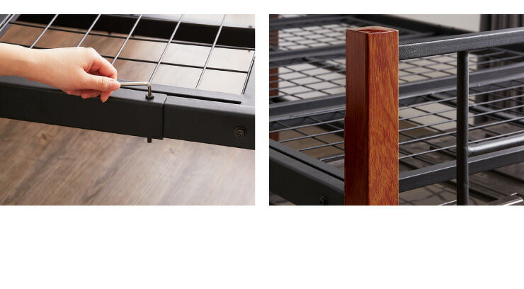 高さ3段階調整 ミドルベッド シングル 宮付き コンセント付き 通気性抜群 収納力 パイプベッド ベッドフレーム単品 ベッド