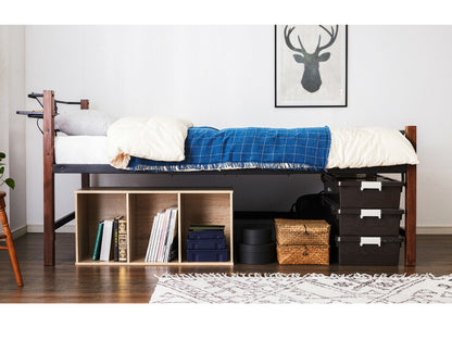 高さ3段階調整 ミドルベッド シングル 宮付き コンセント付き 通気性抜群 収納力 パイプベッド ベッドフレーム単品 ベッド