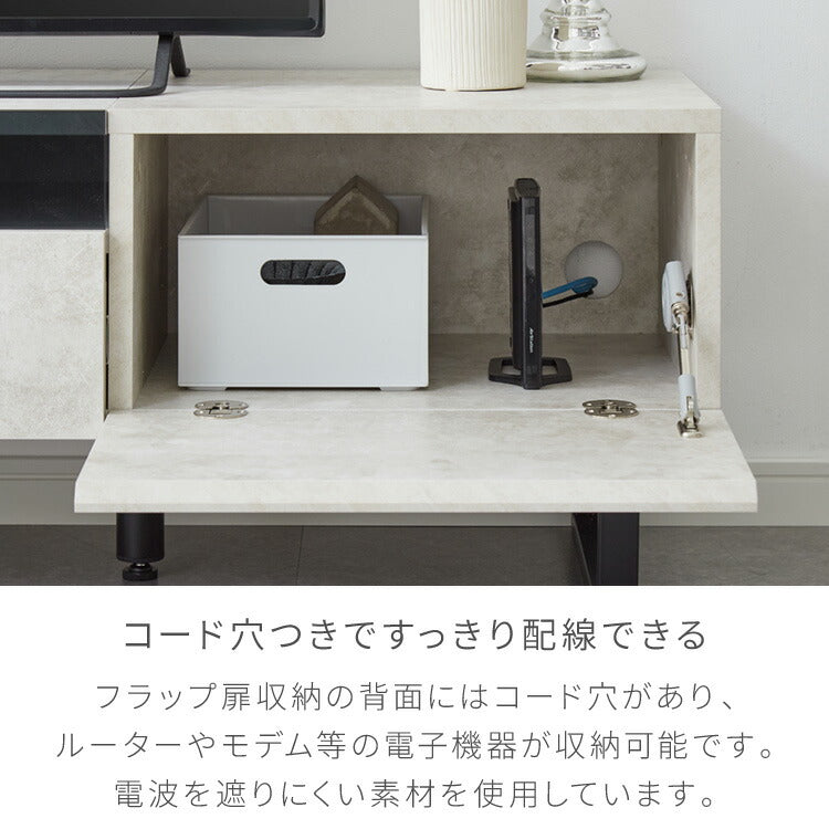【5%OFF】テレビボード ストーン調 幅180cm ガラス窓 フラップ扉2杯テレビ台 180 ローボード ロータイプ TVボード TV台 セラミック調 グレー 引き出し テレビラック AVラック リビング収納 テレビラック