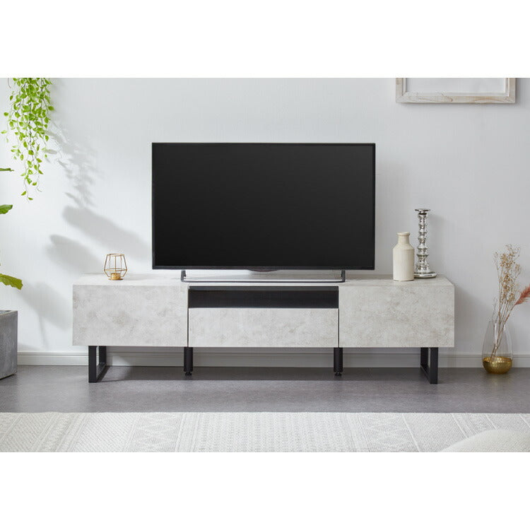 テレビボード ストーン調 幅180cm ガラス窓 フラップ扉2杯テレビ台 180